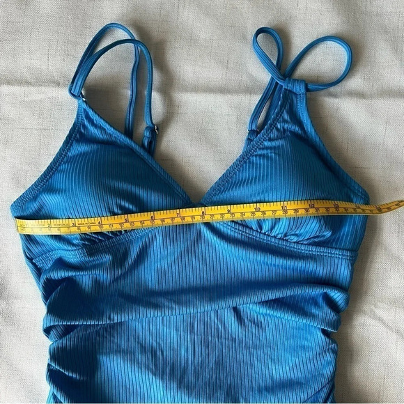Ribbed One Piece Swimsuit Tummy Control High Cut Bathing Suit V Neck bikini - Picture 13 of 13